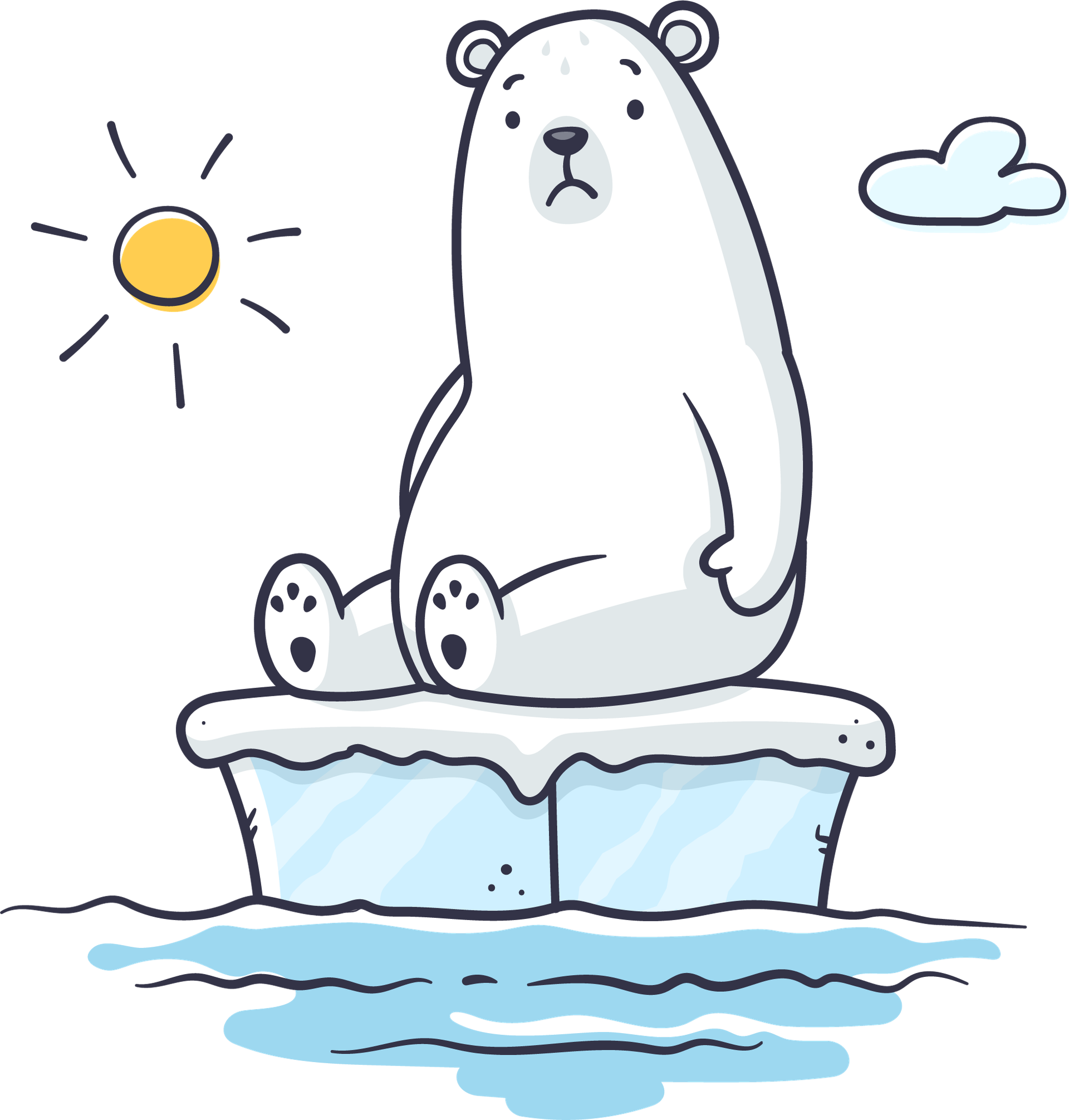 Polar bear sitting on tiny ice