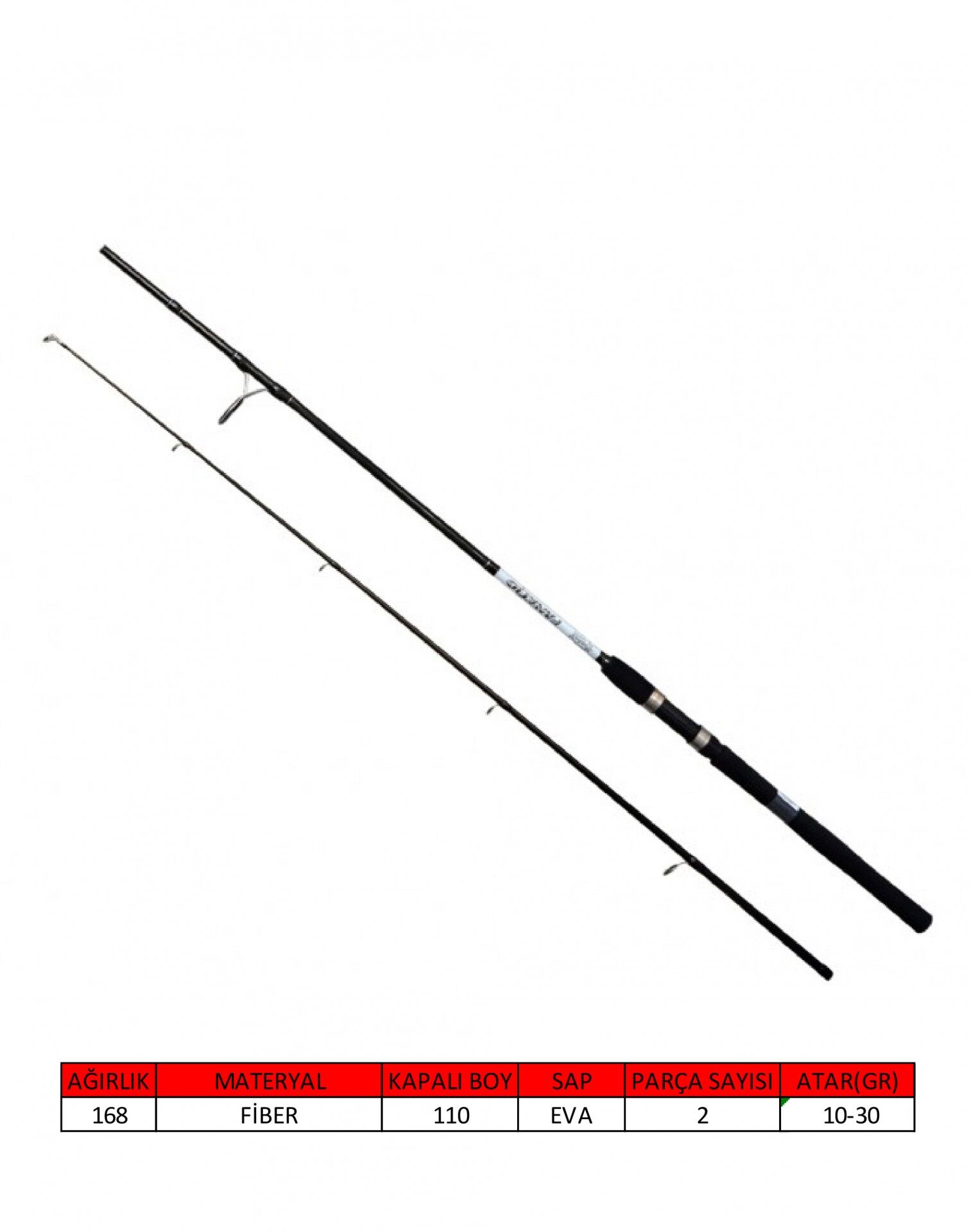 Captain 1458 Fanatic Spin 2 Parça Spin Kamış 10-30gr Atar 210 cm