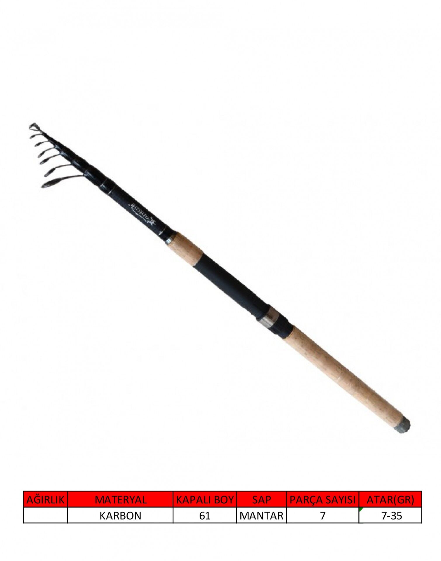 Captain 1639 Fukido Tele Spin Kamış 7-35gr Atar 240 cm