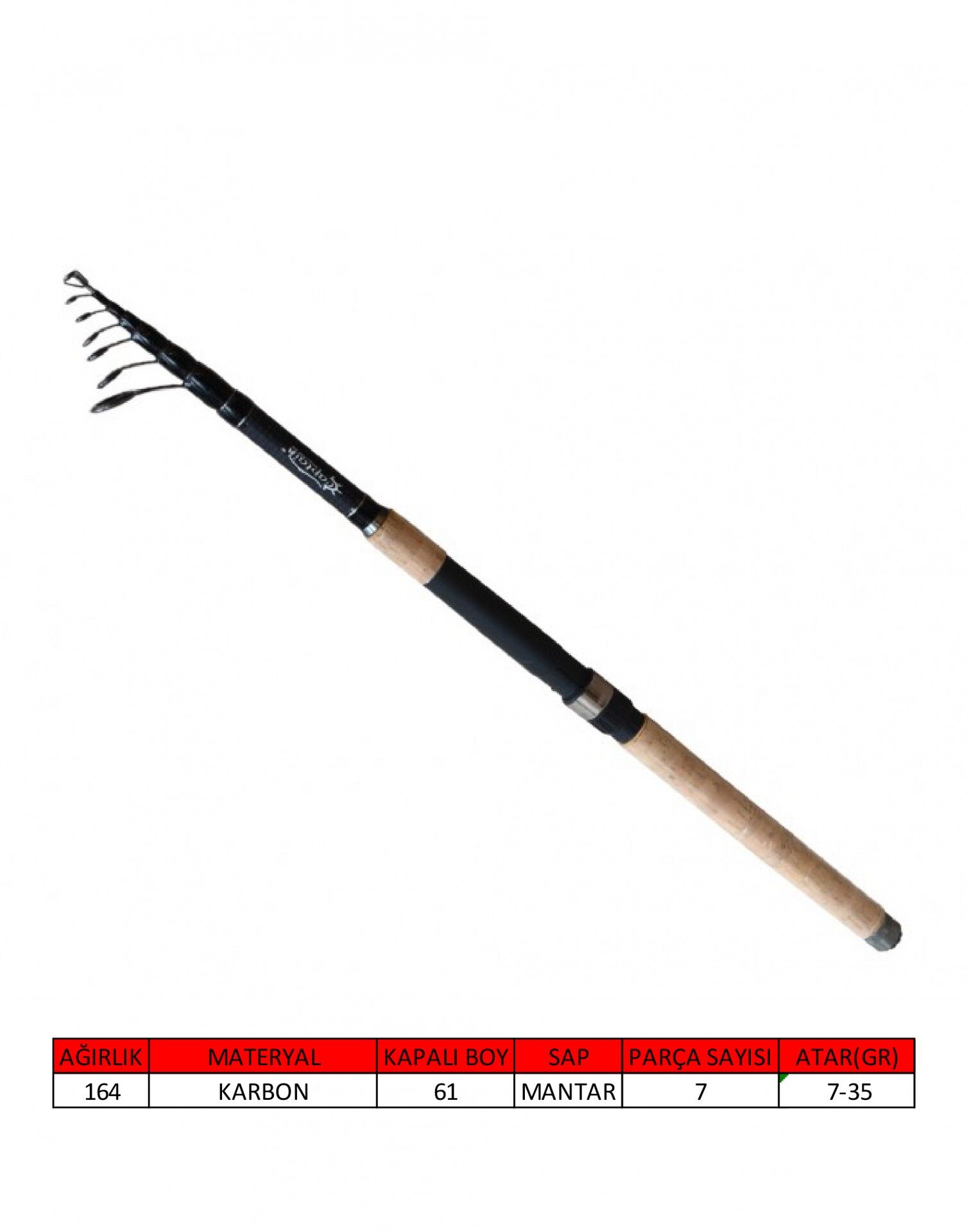 Captain 1639 Fukido Tele Spin Kamış 7-35gr Atar 270 cm