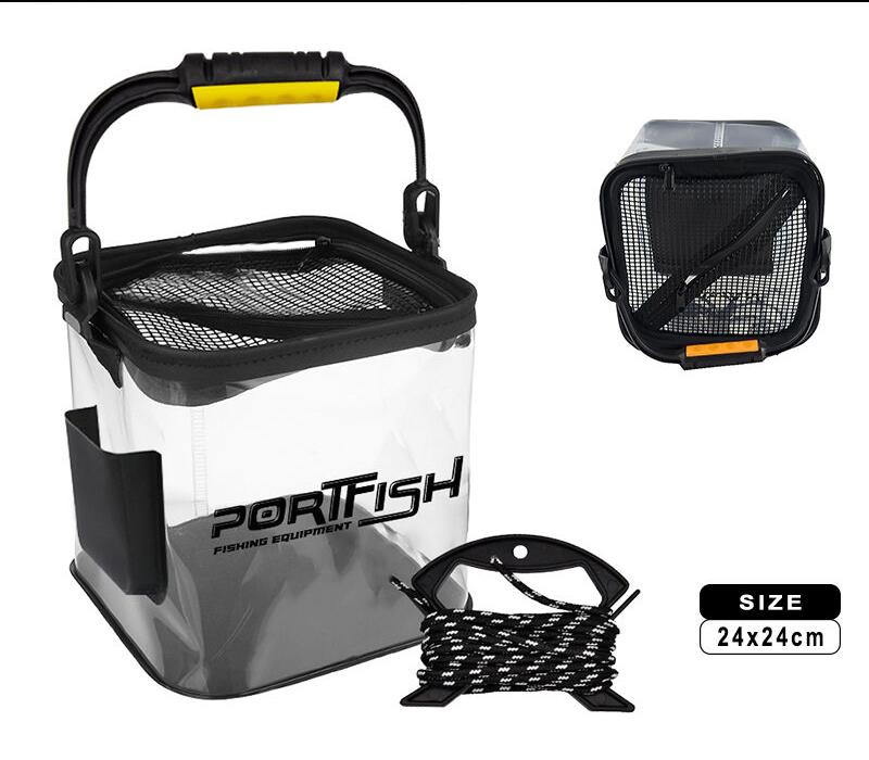 Şeffaf Katlanır Balıkçı Kovası 24x24cm