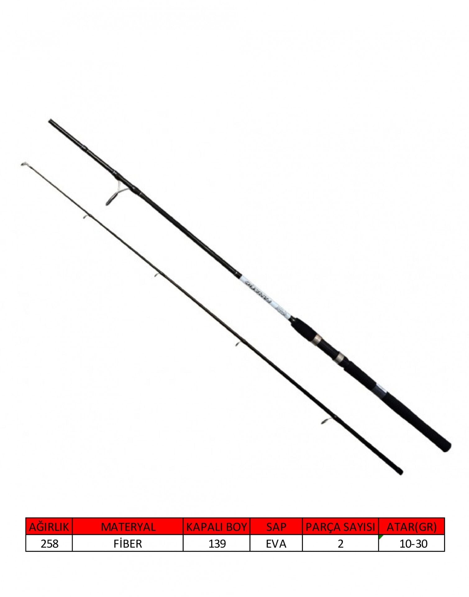 Captain 1458 Fanatic Spin 2 Parça Spin Kamış 10-30gr Atar 270 cm