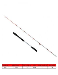 Captain 1428 Egi Fisher 2 Parça Solid Tekne Kamışı Max 150gr Atar 180 cm