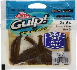 Berkley Gulp Motor Oil 5cm Saltwater Sandworm 16 adet kokulu lrf silikon