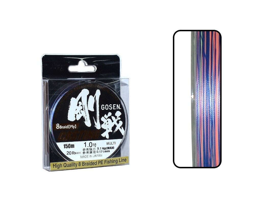 Gosen W8 Casting PE 8 Örgü Spin İp Misina 150mt Multi Color 1.0 PE