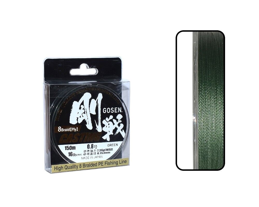 Gosen W8 Casting PE 8 Örgü Spin İp Misina 150mt Yeşil 0.8 PE