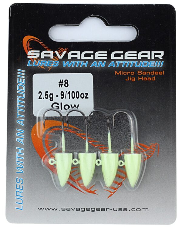 Savage Gear LRF Micro Sandeel Glow 1-1.5-2-2.5-3 gr Jighead 4Adet