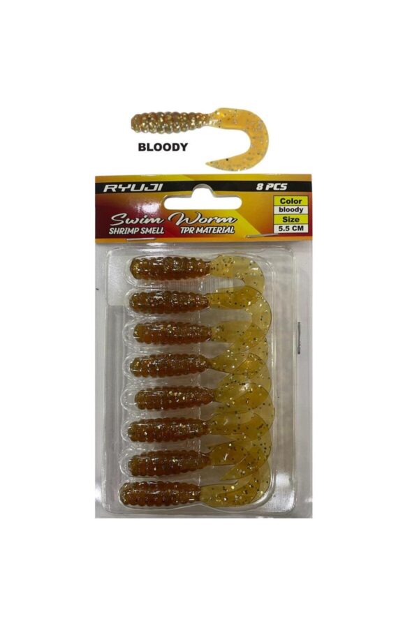 Swim Worm 5.5 cm Kokulu Silikon - Bloody